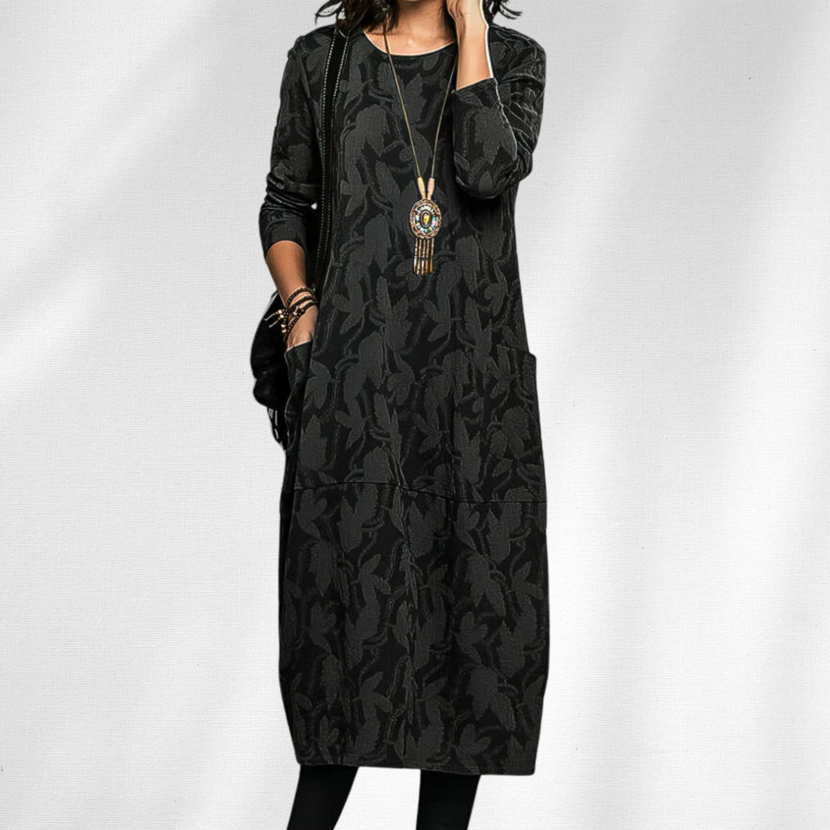Aveline Women's Winter Dress | Elegant Crewneck, Cozy Fit 3