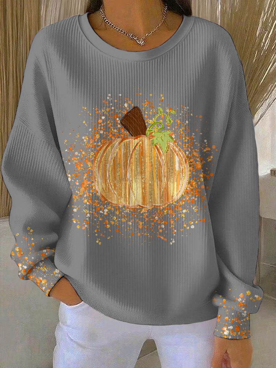 Breezy Women’s Sweatshirt with Pumpkin Art Design and Relaxed Fit 3