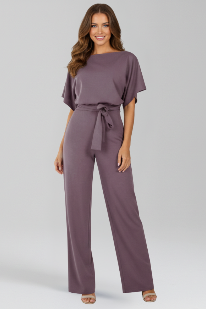 Dawn Women’s Jumpsuit with Wide-Leg Design and Tie-Belt Waist 9