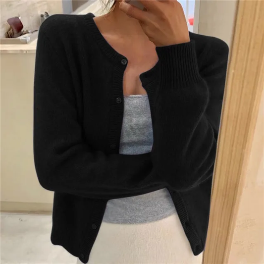 Elara Women's Cardigan | Soft Knit, Crew Neck, Long Sleeve 1
