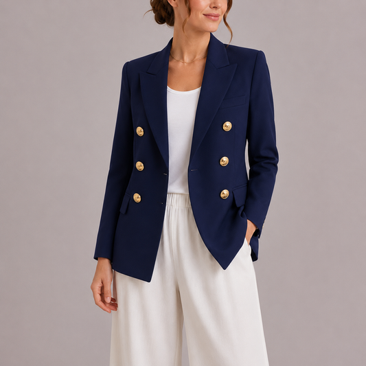 Elaria Women's Blazer | Tailored Fit, Double-Breasted with Gold Buttons 1