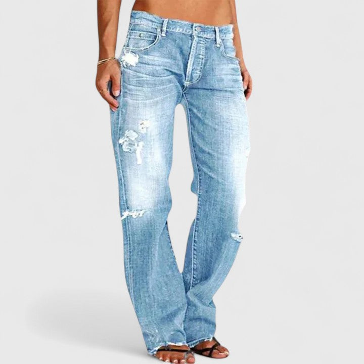 Frieda Women’s Wide Leg Jeans with Vintage Wash and Loose Fit 4