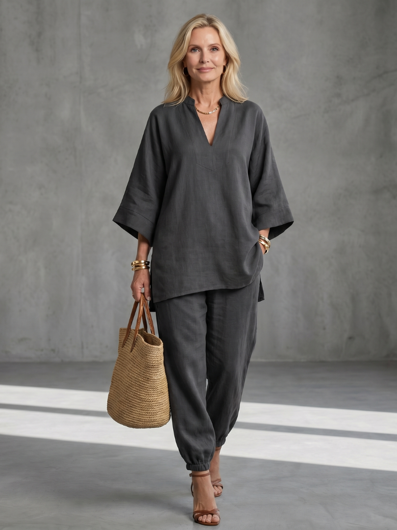 Gala Women’s Tunic Set with V Neck and Wide Sleeves 12