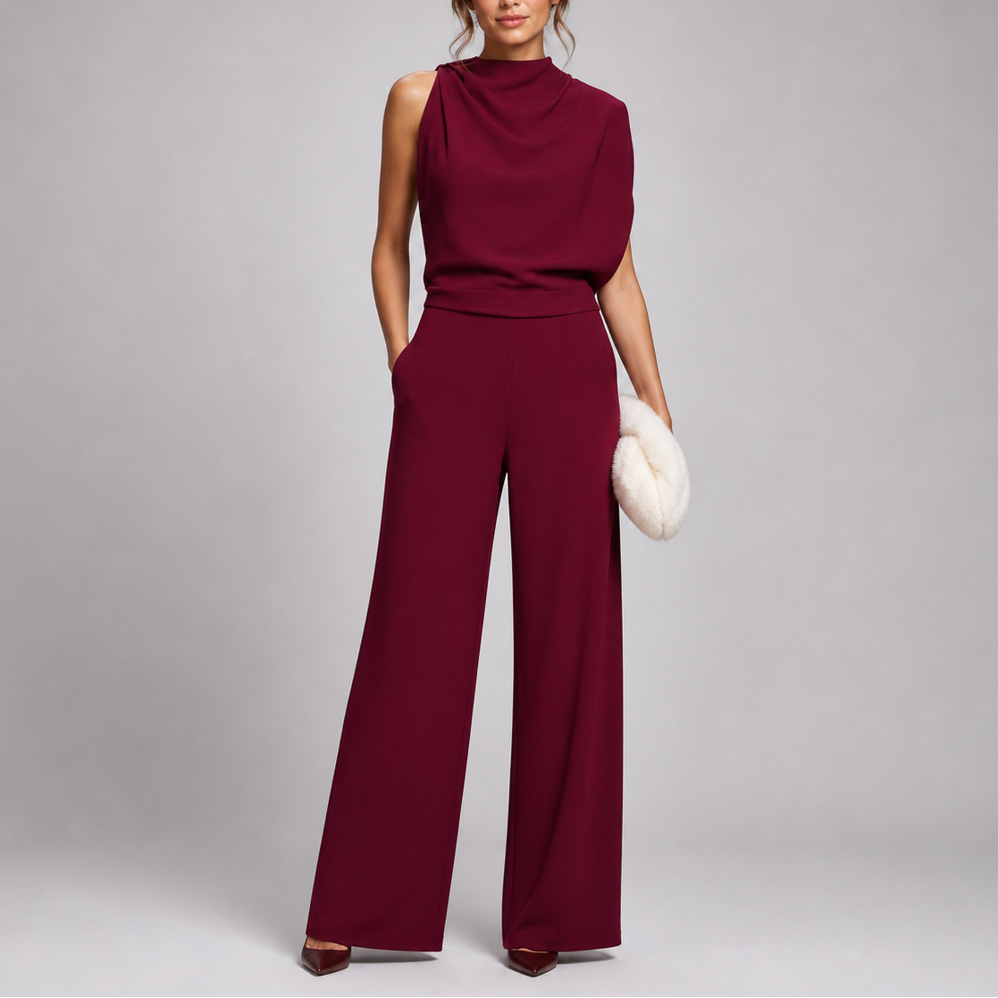 Juno Women’s Jumpsuit with Sleeveless High Neck and Wide-Leg Trousers 6