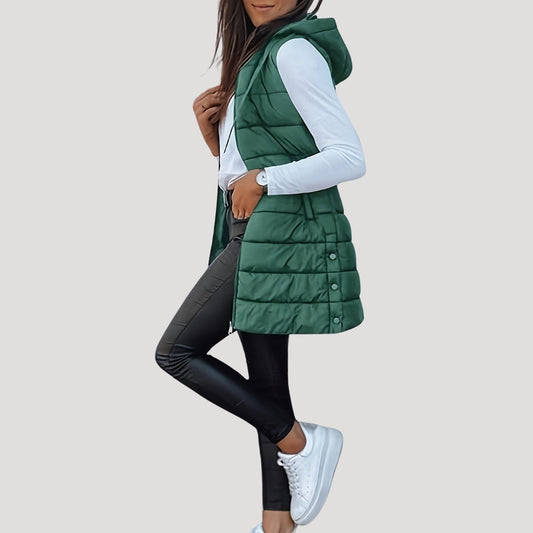 Mira Women's Black Gilet | Quilted Hooded Vest, Lightweight and Versatile 1