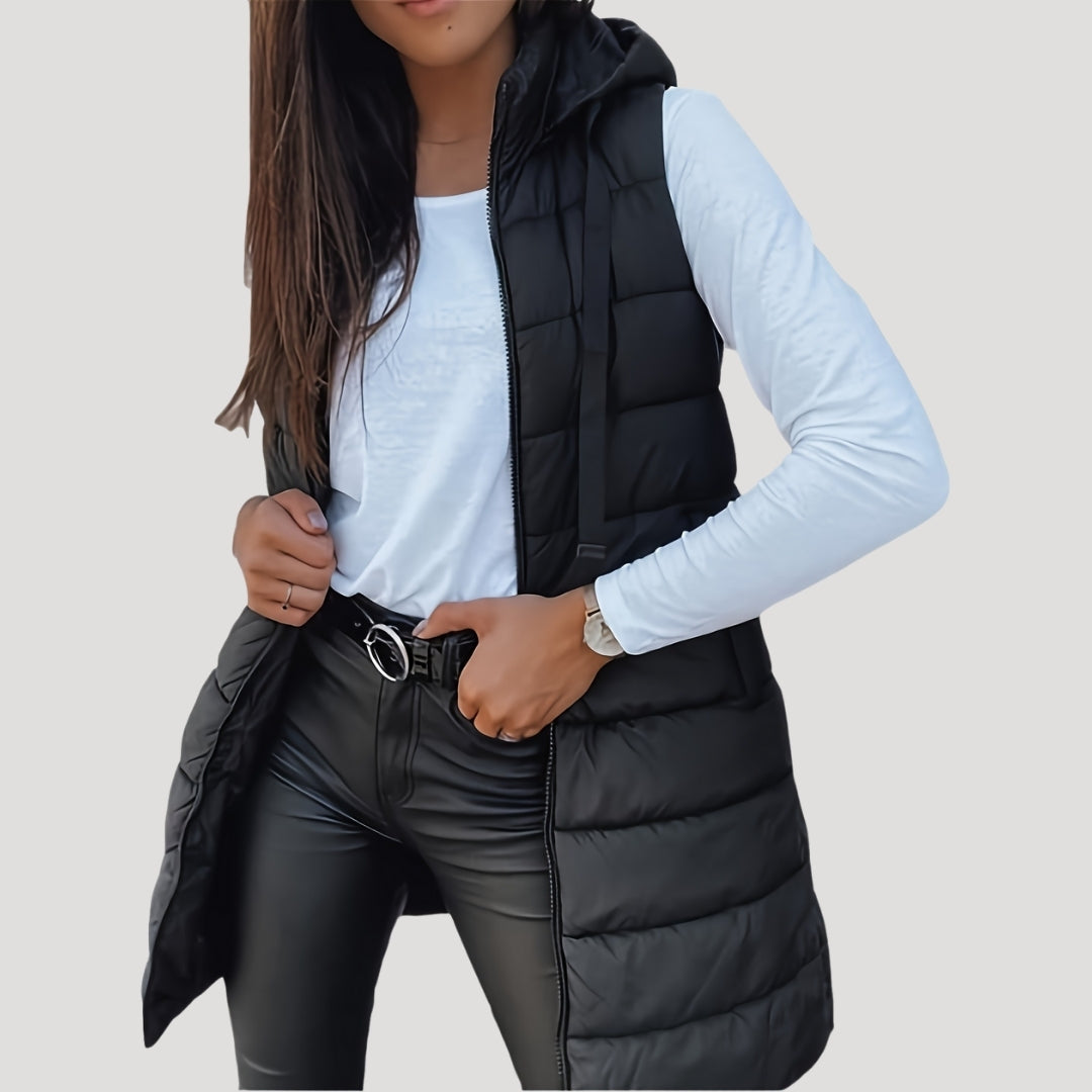 Mira Women's Black Gilet | Quilted Hooded Vest, Lightweight and Versatile 8