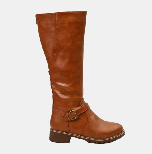 Nora Women’s Knee High Boots with Buckle Detail and Side Zip Closure 1