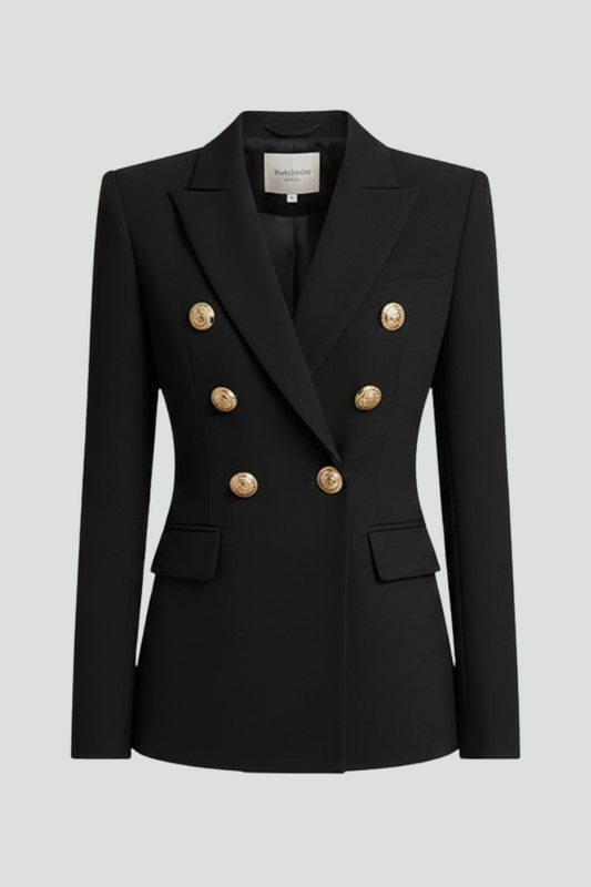 Raven Women's Black Blazer | Double-Breasted, Gold-Tone Buttons, Plus Size Available 1