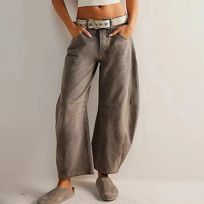 Rela Women’s Barrel Leg Jeans with High Waist and Relaxed Fit Design 7