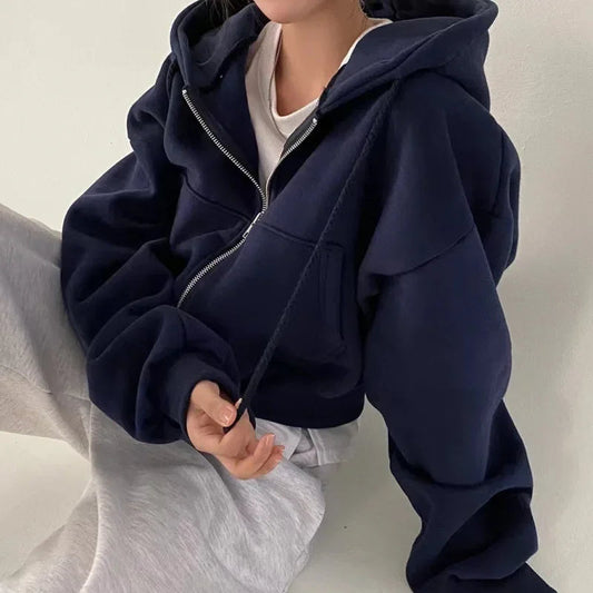 Sable Women’s Cropped Sweatshirt with Adjustable Hood and Oversized Sleeves 1