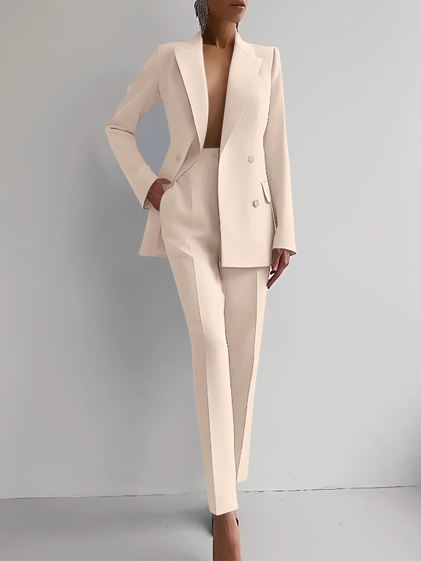 Scarlett Women’s Suit with Double-Breasted Blazer and Slim Pants in Bold Red 7