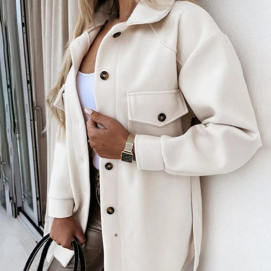 Tahlia Women's Wool Jacket | Thickened Warmth, Lapel Single-Breasted Winter Coat 1