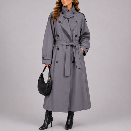 Talia Women's Trench Coat | Tailored Double-Breasted Design with Waist Belt 1