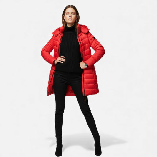 Valmonti Women's Puffer Jacket | Slim Mid-Length Quilted Design 1