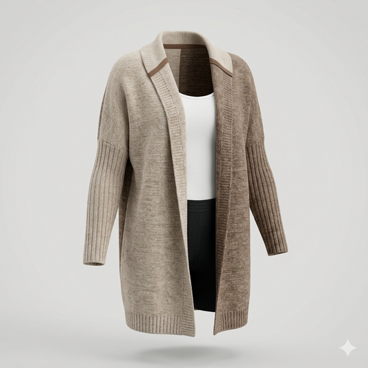 Willa Women's Cardigan | Soft Knit, Hooded Patchwork Design 1
