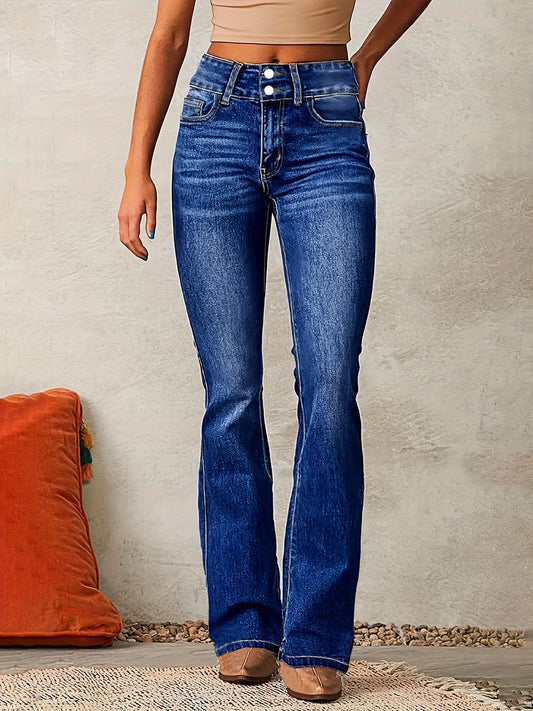 Willa Women's Flare Jeans with Double-Button Waistband and Defined Seams 1