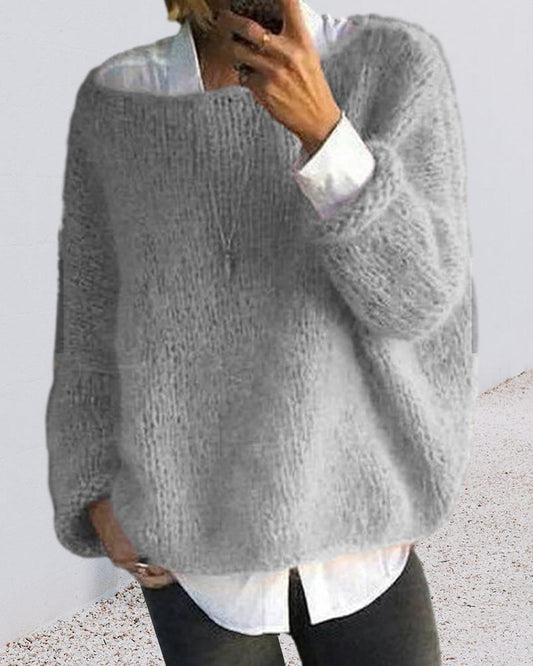 Willa Women's Off Shoulder Sweater | Soft Fluffy Knit Casual Jumper 1