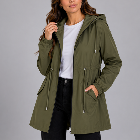 Willa Women's Waterproof Coat | Lightweight Hooded Jacket with Drawstring Waist 1