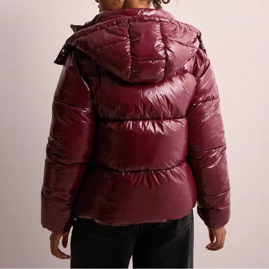 Wren Women's Black Puffer Jacket | Lightweight Quilted Hooded Coat 4