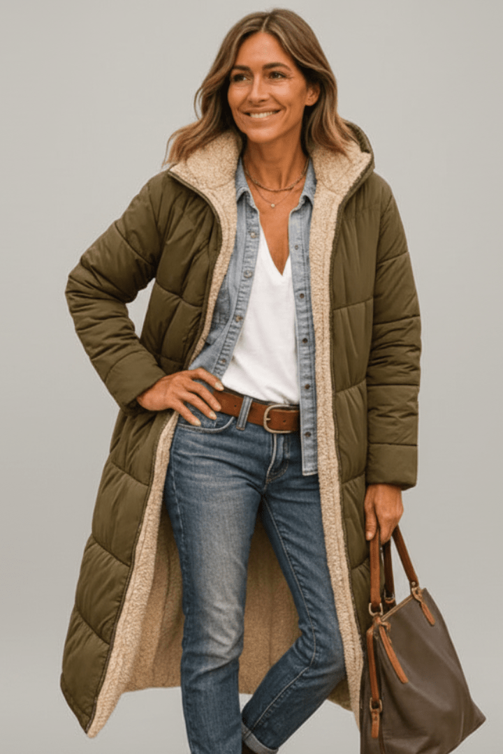 Amelia Women's Long Puffer Coat | Lightweight Insulated, Fleece Lined 6