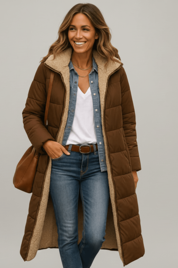 Amelia Women's Long Puffer Coat | Lightweight Insulated, Fleece Lined 8