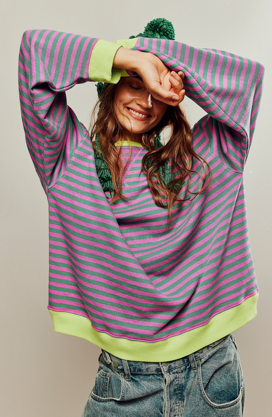 Anya Women's Sweater | Lightweight Striped Crew Neck, Casual Spring Essential 0