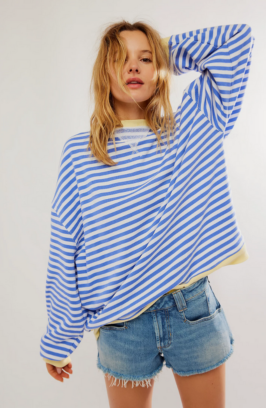 Anya Women's Sweater | Lightweight Striped Crew Neck, Casual Spring Essential 1