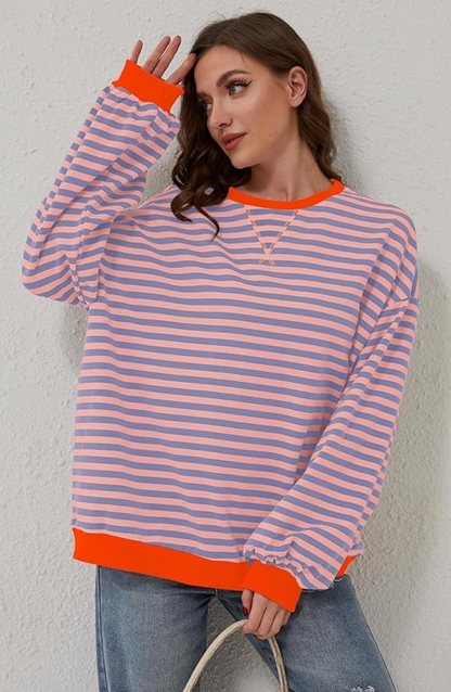 Anya Women's Sweater | Lightweight Striped Crew Neck, Casual Spring Essential 2
