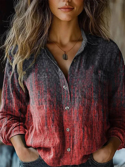 Autumn Women’s Shirt with Vintage Floral Print and Long Sleeves 5