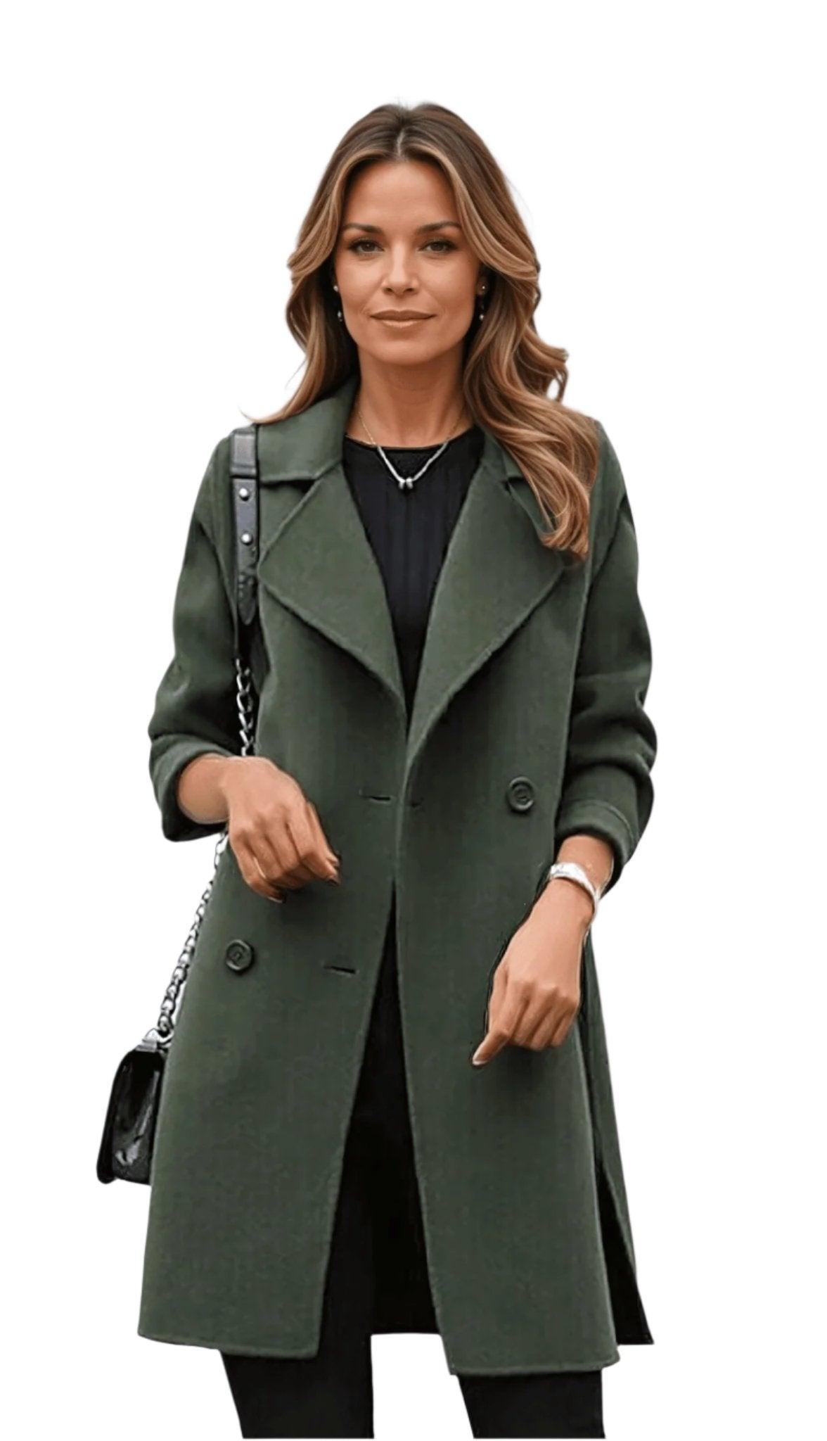 Aveline Women's Winter Coat | Classic Lapel, Feminine Fit Trench Coat 1