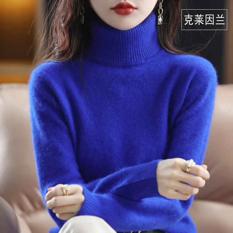 Bea Women’s Sweater with High Neck and Tailored Fit Design 10