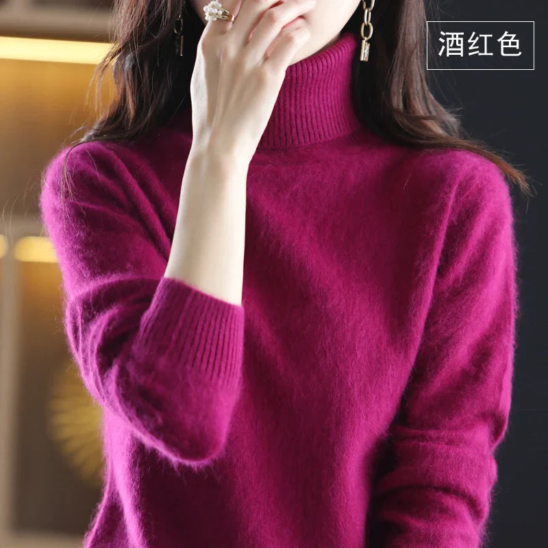 Bea Women’s Sweater with High Neck and Tailored Fit Design 16
