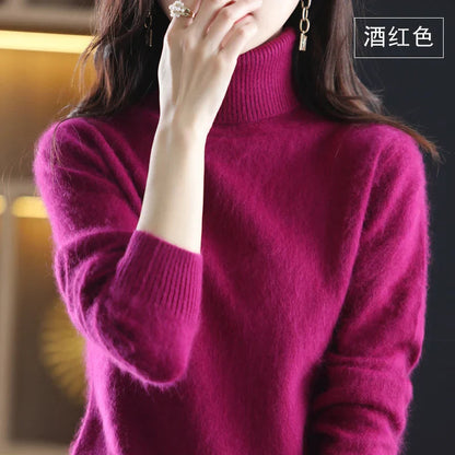Bea Women’s Sweater with High Neck and Tailored Fit Design 16