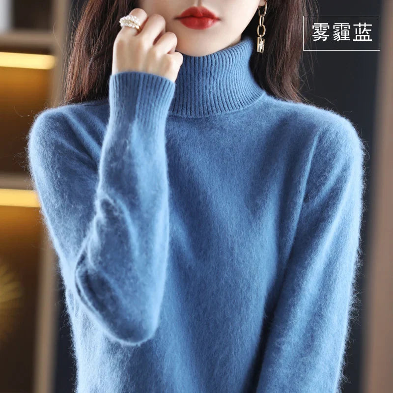 Bea Women’s Sweater with High Neck and Tailored Fit Design 19
