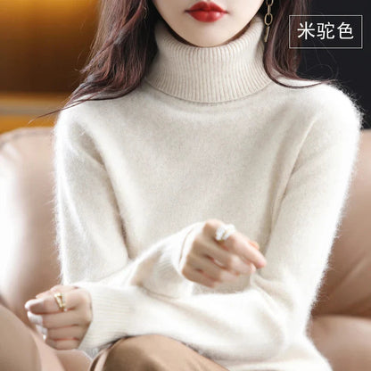 Bea Women’s Sweater with High Neck and Tailored Fit Design 20