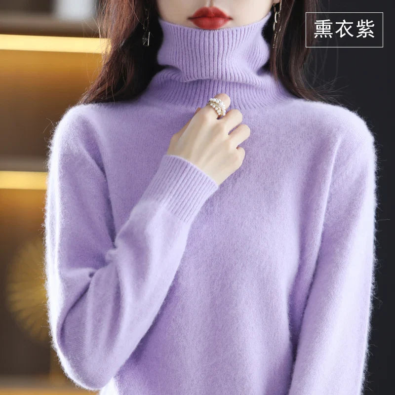 Bea Women’s Sweater with High Neck and Tailored Fit Design 21