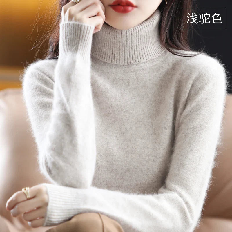 Bea Women’s Sweater with High Neck and Tailored Fit Design 22