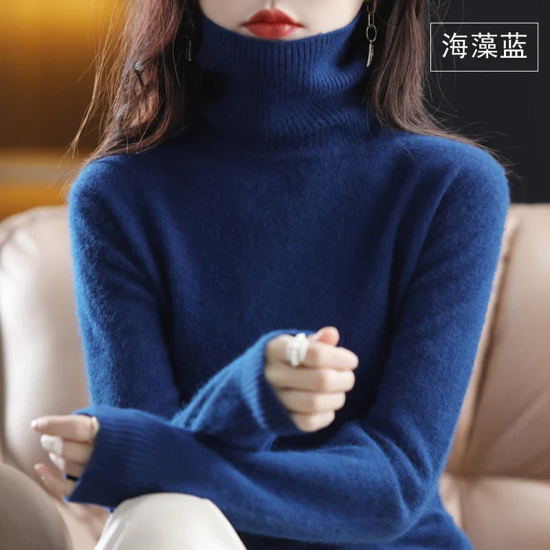 Bea Women’s Sweater with High Neck and Tailored Fit Design 23