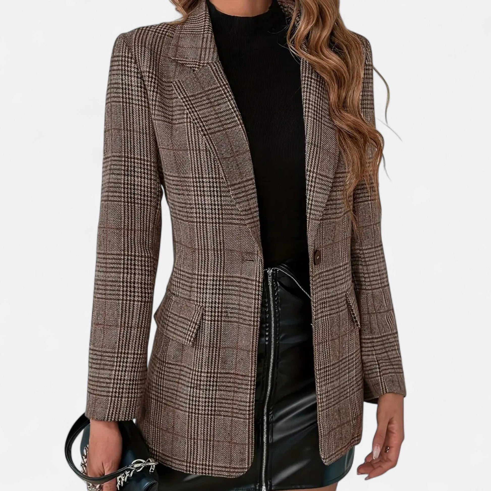 Camille Women's Blazer | Check Pattern, Structured Fit 1