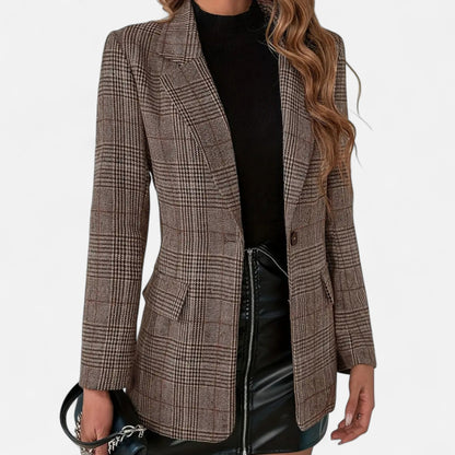 Camille Women's Blazer | Check Pattern, Structured Fit 1