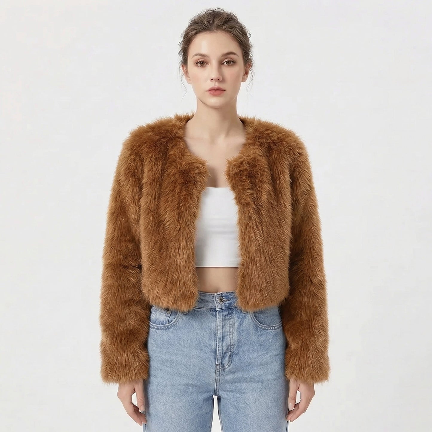 Camille Women's Faux Fur Jacket | Plush Cropped Lightweight Warmth 3