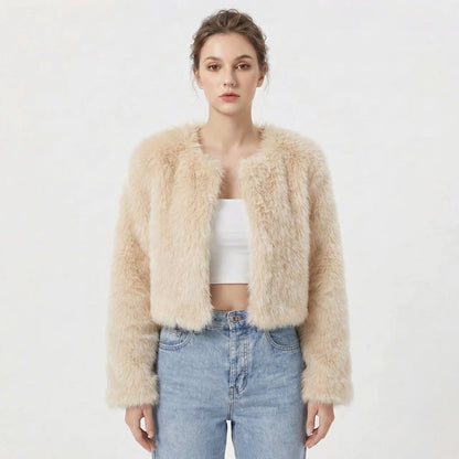 Camille Women's Faux Fur Jacket | Plush Cropped Lightweight Warmth 4