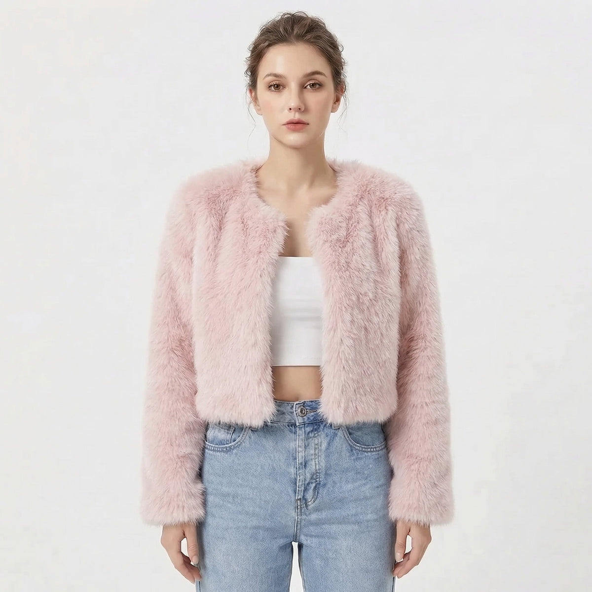 Camille Women's Faux Fur Jacket | Plush Cropped Lightweight Warmth 6
