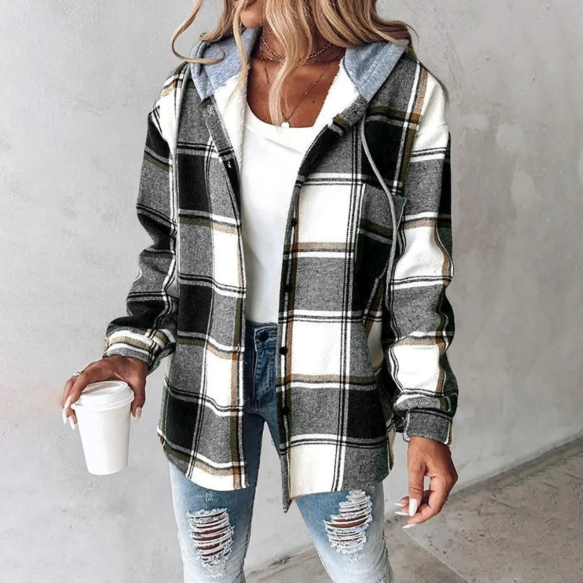 Carmen Women's Checkered Cardigan | Lined, Cozy Autumn Layer 0