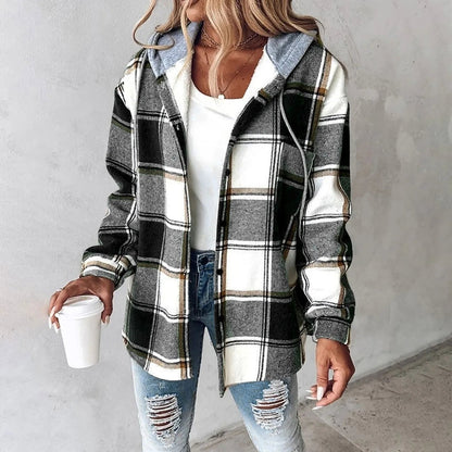 Carmen Women's Checkered Cardigan | Lined, Cozy Autumn Layer 0