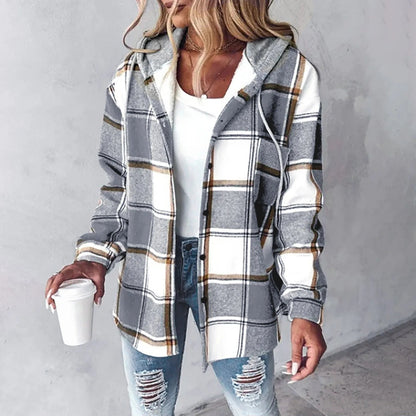 Carmen Women's Checkered Cardigan | Lined, Cozy Autumn Layer 1