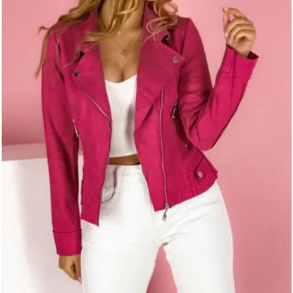Cassandra Women's Leather Jacket | Tailored Faux Leather, Versatile Turn-Down Collar 5