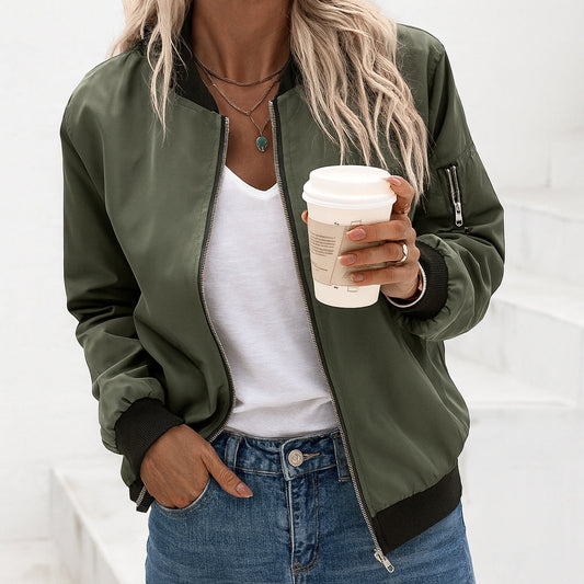 Celia Women's Bomber Jacket | Lightweight Polyester, Classic Zip-Front 0