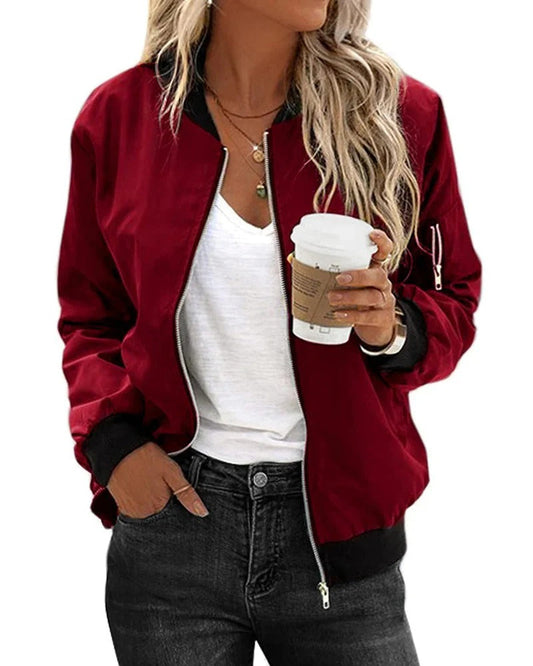 Celia Women's Bomber Jacket | Lightweight Polyester, Classic Zip-Front 1