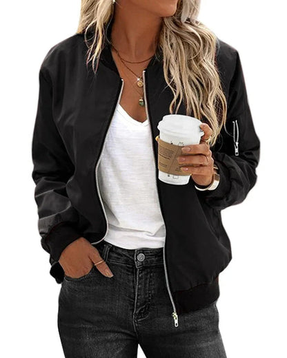 Celia Women's Bomber Jacket | Lightweight Polyester, Classic Zip-Front 2